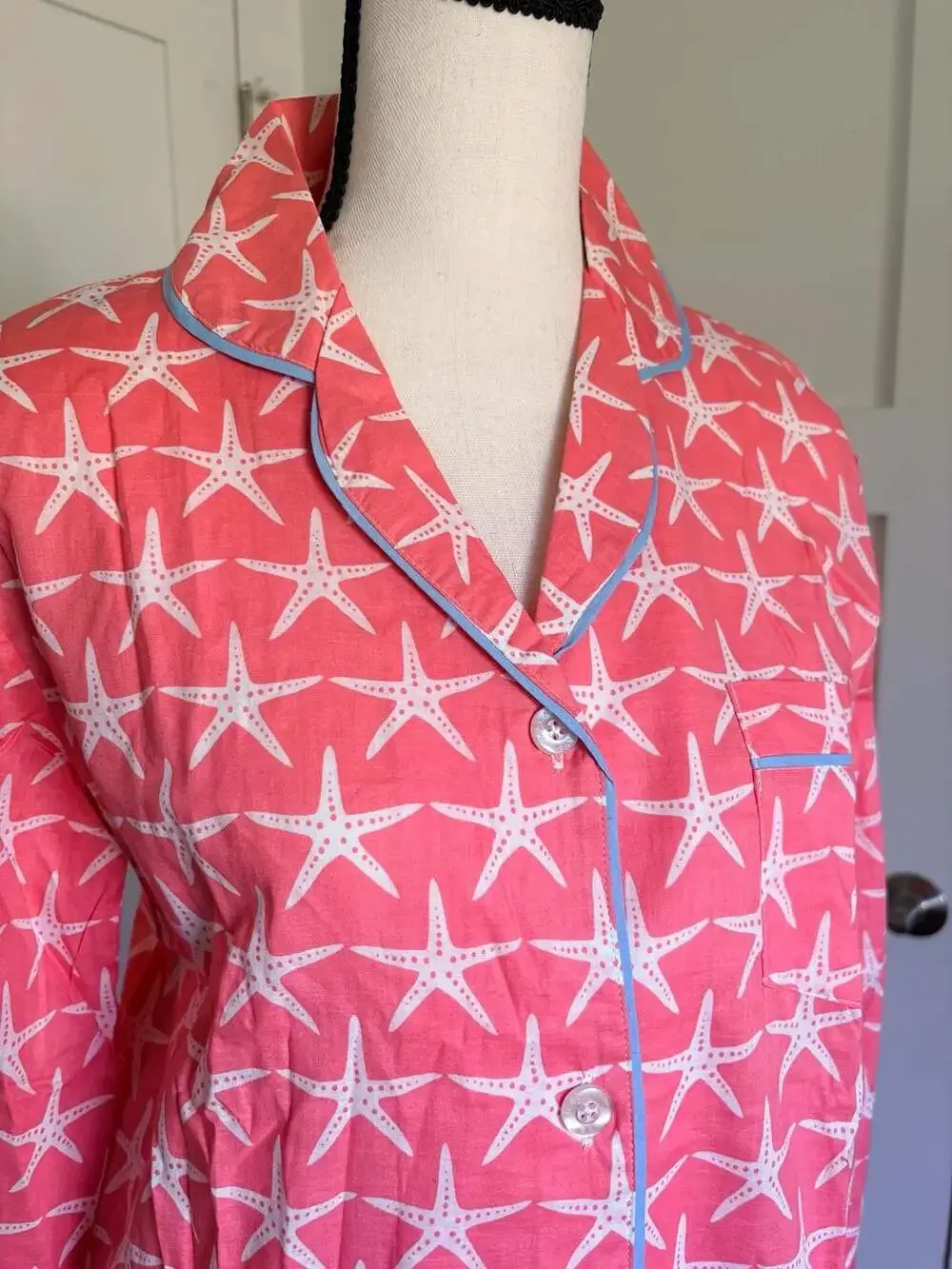 Malabar Bay Pink Starfish Print Cotton Pajama Set Ladies Size Small NWOT - Picture 3 of 12